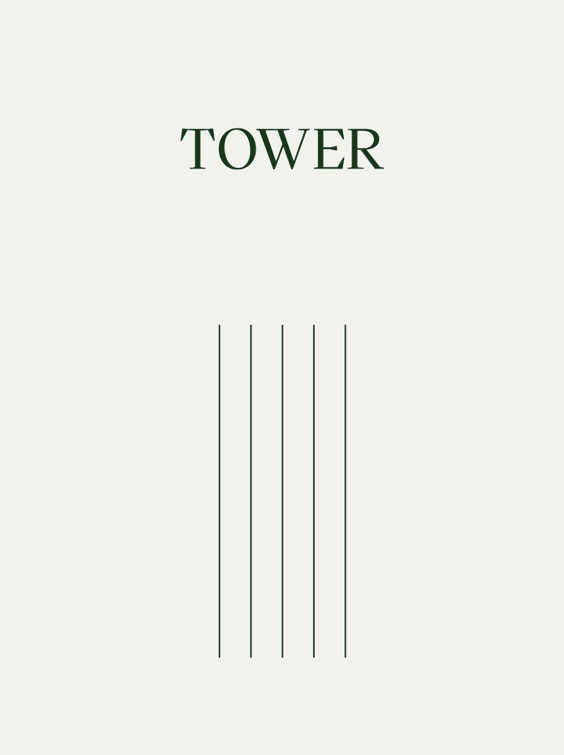 das wort Tower und ein Icon auf hellem Untergrund