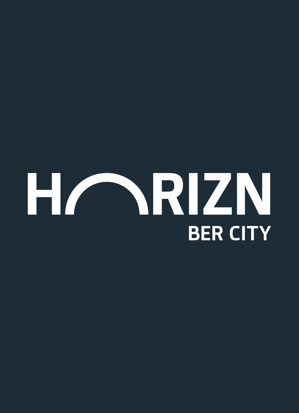 Das Logo HORIZN BER CITY in weißer Schrift auf dunkelgrauem Hintergrund